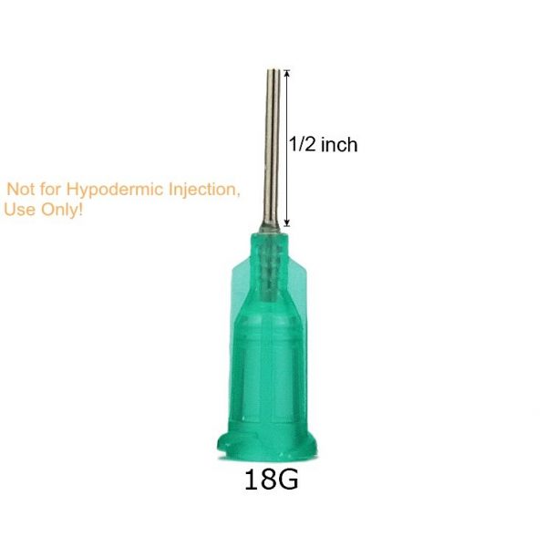 Dispense All - 18 Gauge 1/2 Inch Blunt Tipped Dispensing Needle, Luer Lock,  100 Count 
