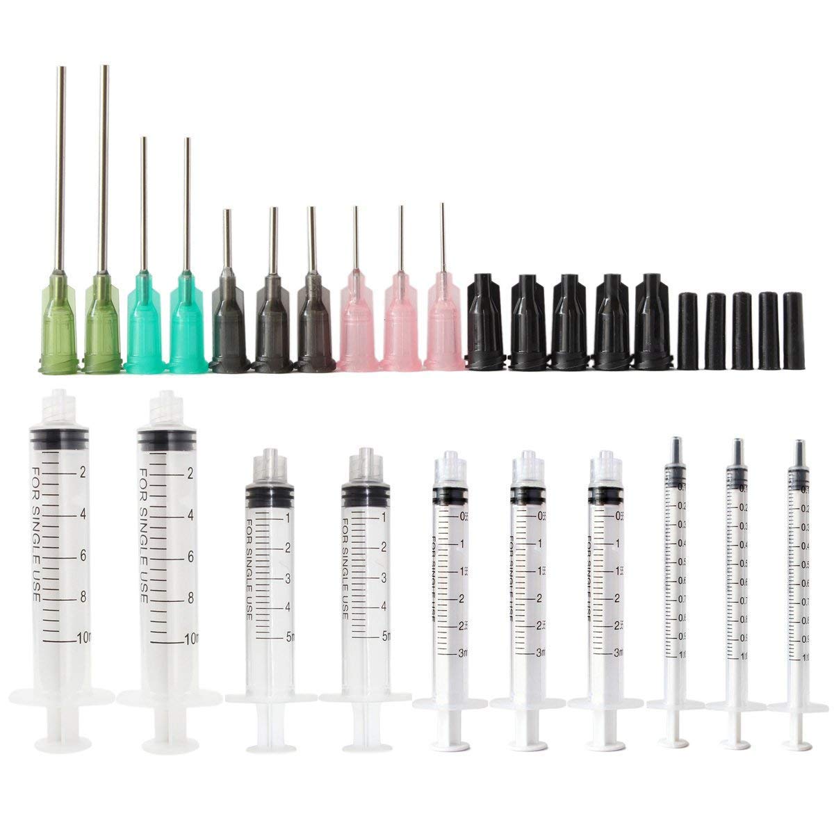Glue Syringe for woodworking, 3ml Blunt Tip Injection Syringes Luer Lock  16Ga 18Ga 20Ga Blunt Needle with Caps, for Epoxy Resin Oil Ink Injector