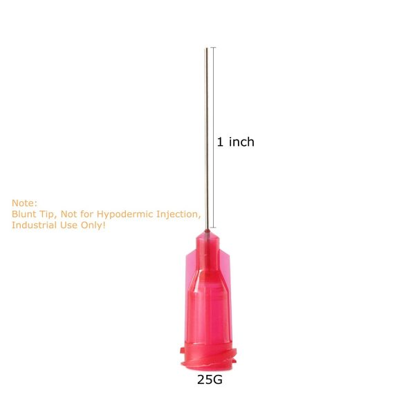 Uxcell 50pcs 25g Dispensing Needles, 1/2 inch PTFE Needle Tips with Flexible Needle Red